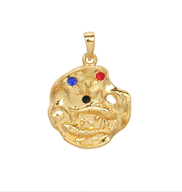 Wholesale Zodiac Gold Coin Pendant Copper Necklaces